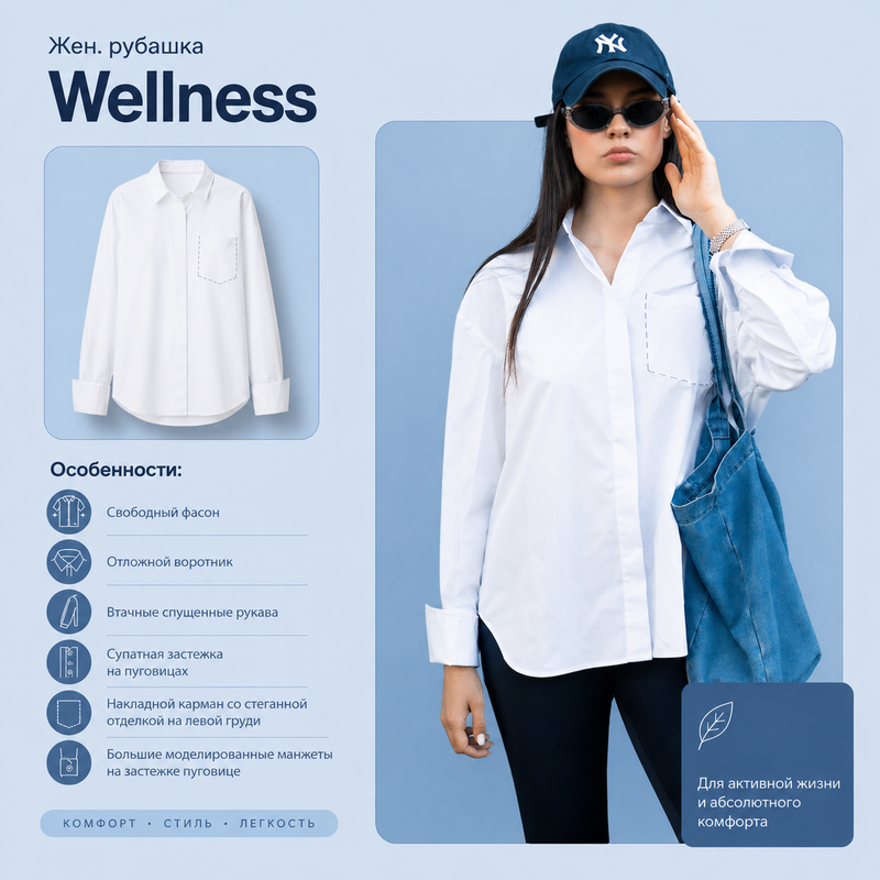 Жен. рубашка Wellness, изображение 1